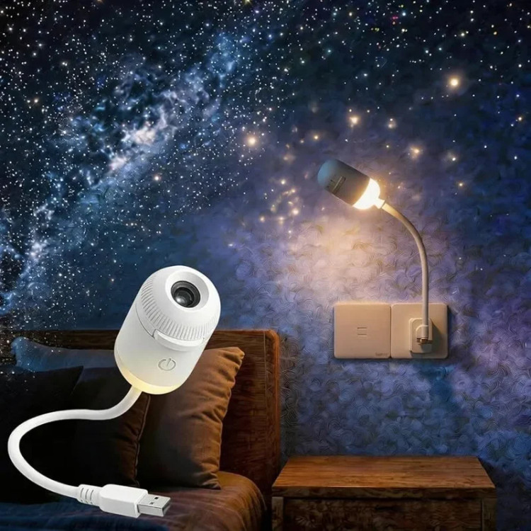 چراغ خواب و پروژکتور مدل کهکشانی Starry Sky با دیسک و لنزUltra Clear Wide-Angle Lens