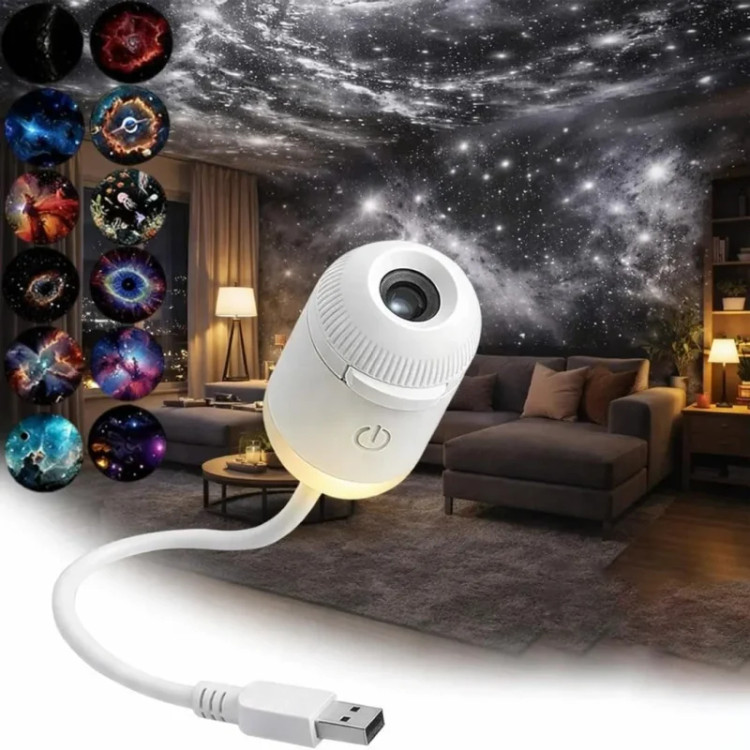چراغ خواب و پروژکتور مدل کهکشانی Starry Sky با دیسک و لنزUltra Clear Wide-Angle Lens