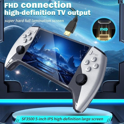 کنسول بازی دستی SF3500 Plus | صفحه نمایش 5 اینچی IPS | حافظه 2GB | خروجی FHD همراه با 2 دسته اضافه